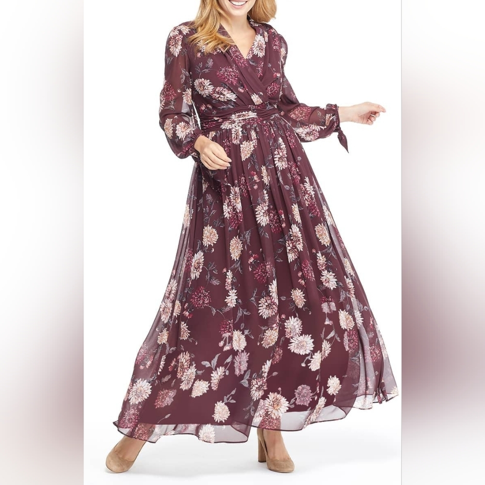 Gal Meets Glam Georgia Chiffon Maxi Dress, size 2P, EUC